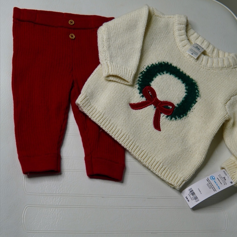Carter's Cream and Red Holiday Kids Matching Set